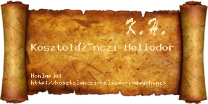 Kosztolánczi Heliodor névjegykártya